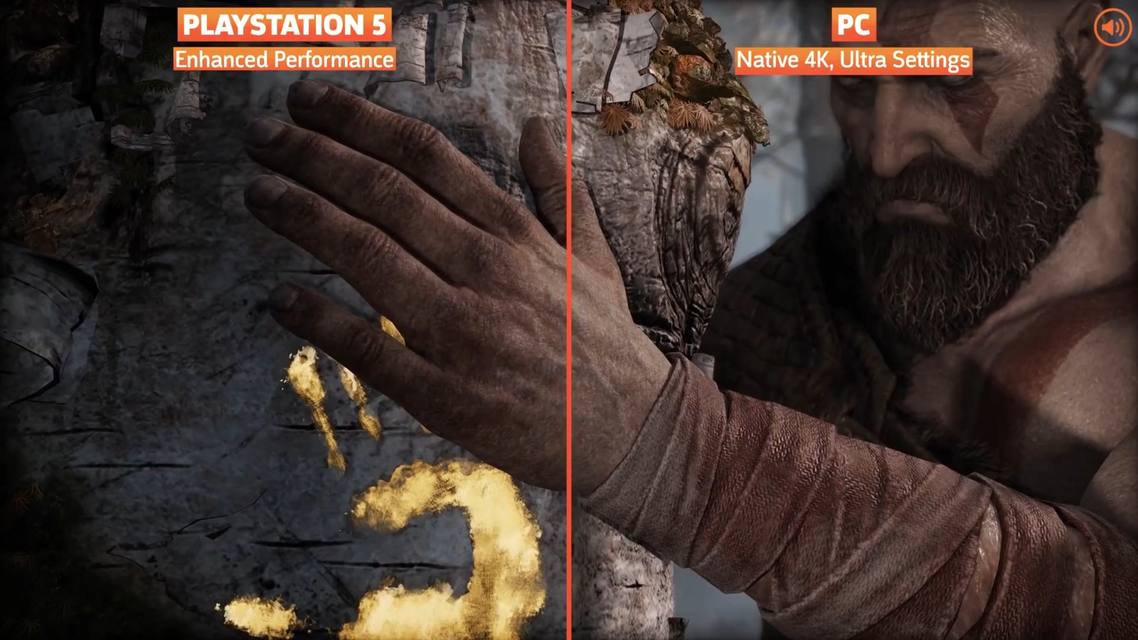 外媒发布《战神》。与PS5相比，PC更胜PS5一筹。