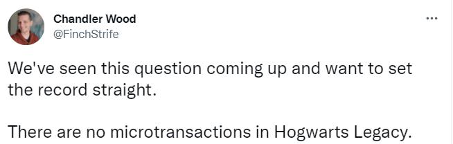 官方确定《霍格沃茨的遗产》中没有微交易元素