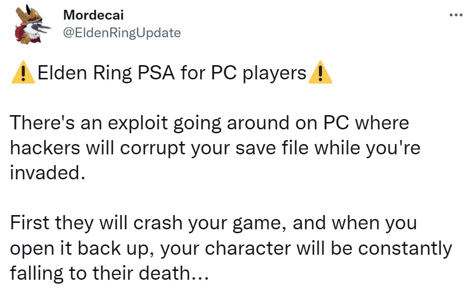 最近有黑客利用该漏洞破坏《艾尔登法环》存档。
