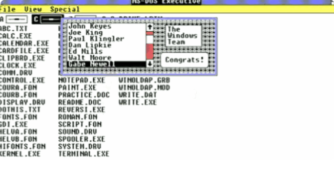 Windows1.0鸡蛋里面有G胖这个名字。