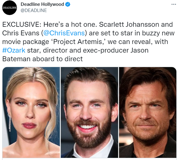 美队黑寡妇再度合作主演 宇宙开发题材电影《Project  Artemis》公开