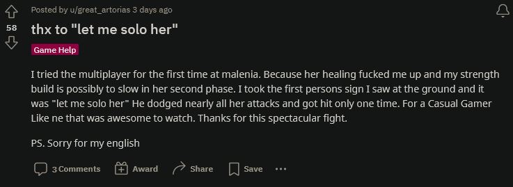 英雄的诞生 《艾尔登法环》单挑哥传说引玩家热议