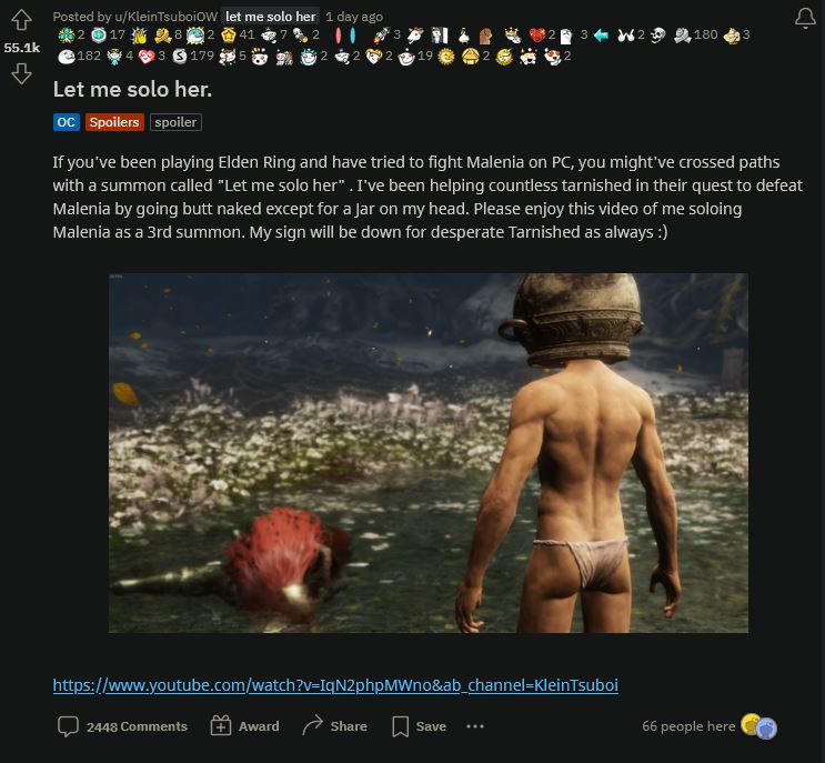 英雄的诞生 《艾尔登法环》单挑哥传说引玩家热议