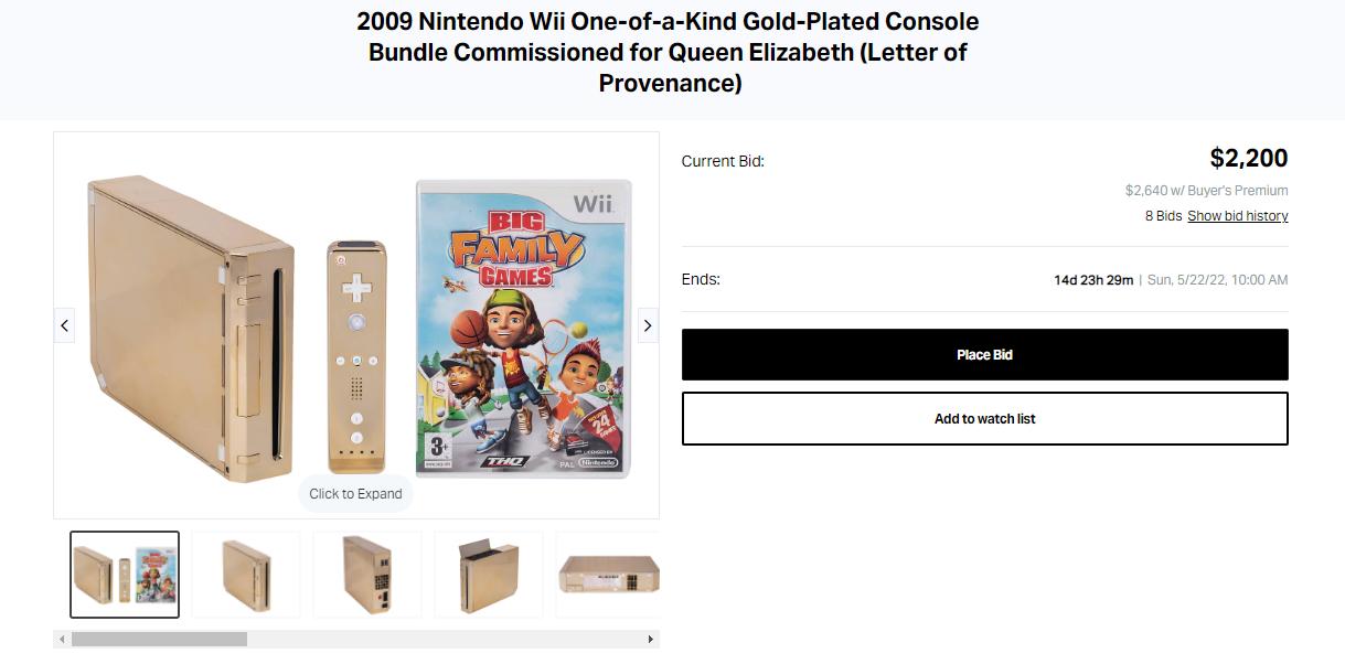 24K镀金Wii再次现身拍卖网站 曾是为伊丽莎白二世设计