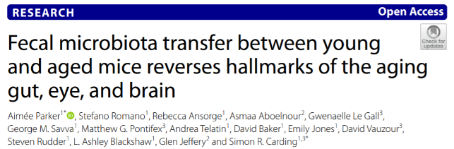 你接能受吗？英国科学家新研究移植年轻者粪便抗衰老
