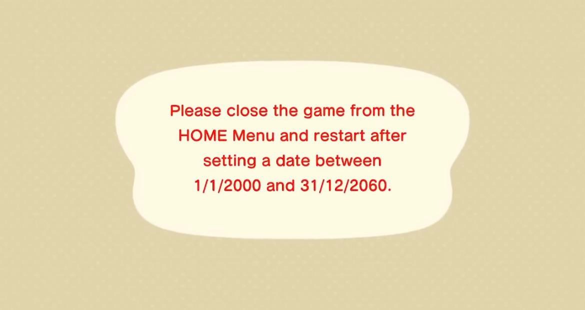 截图显示《动物森友会》设置为2061就会停止工作。