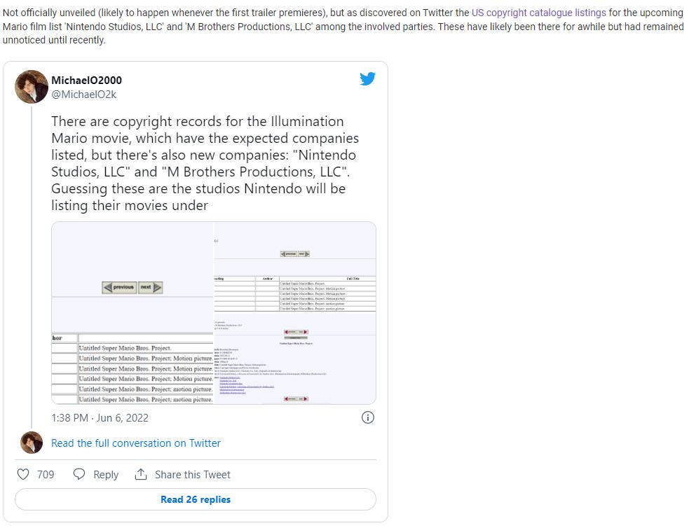 任天堂在美国为《超级马里奥》电影成立了新制作公司