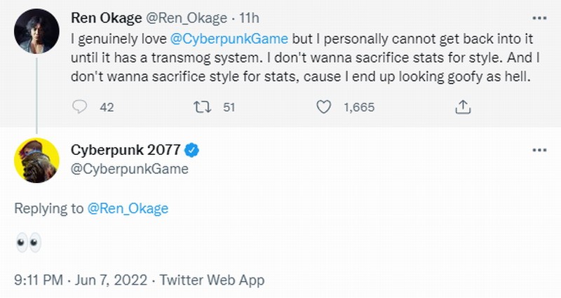 CDPR或在弄《赛博朋克2077》幻化系统 大家期待吗？