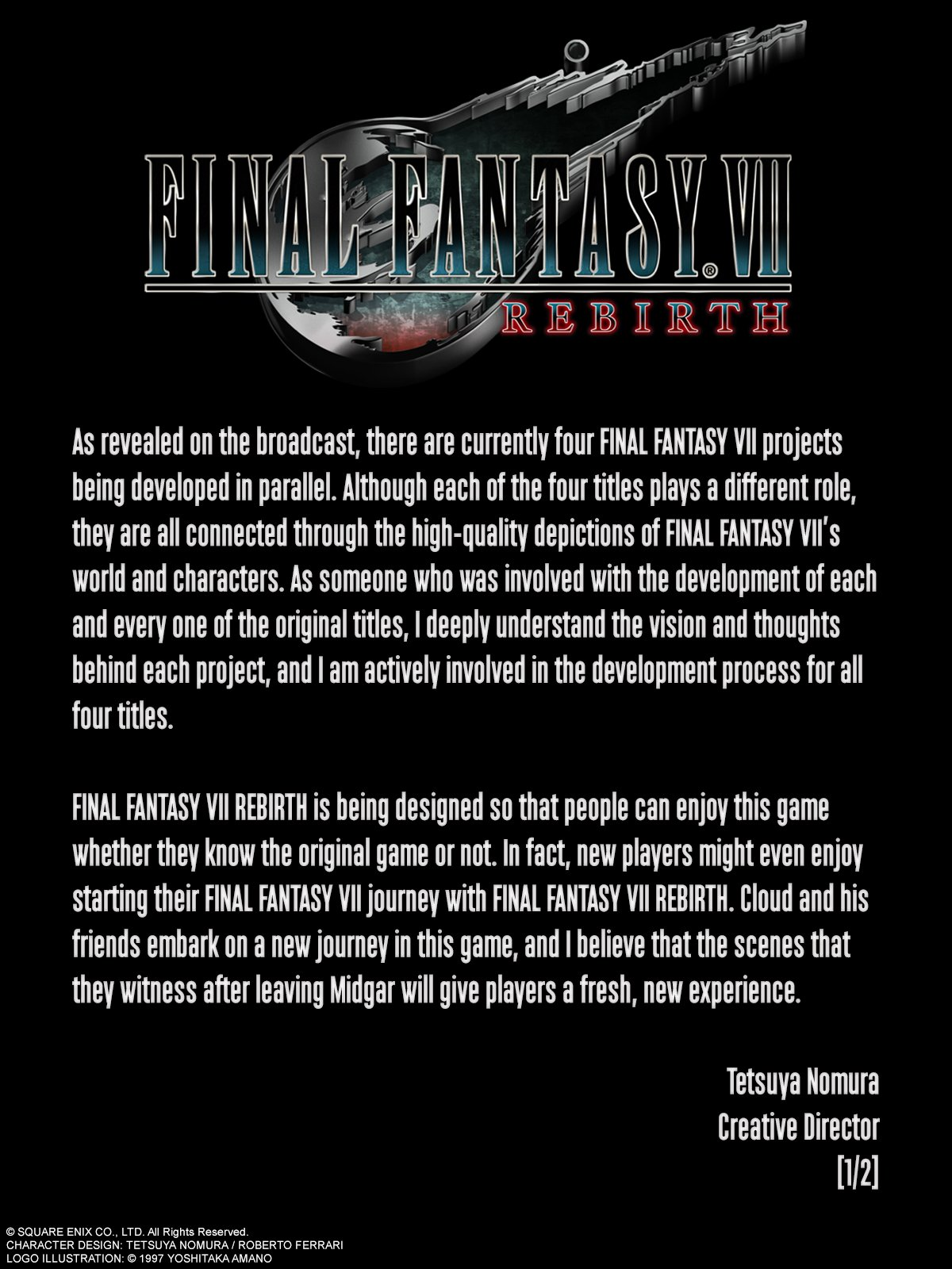 《最终幻想7 重制版》系列主创人员寄语 团队在积极的开发中