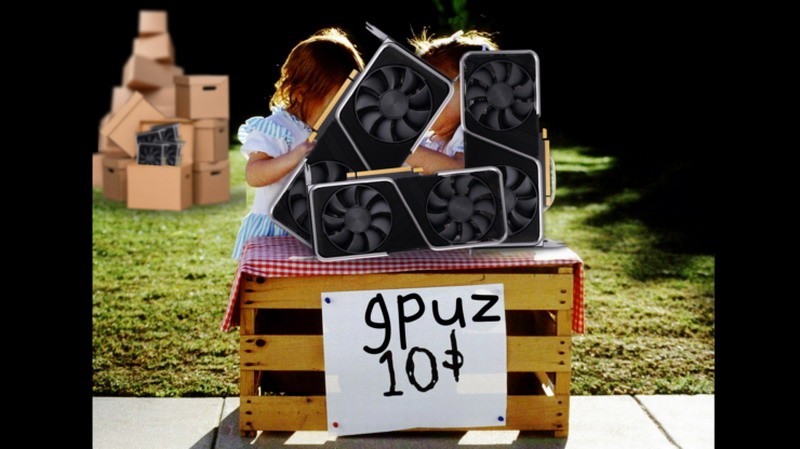 矿崩后:新老显卡别无选择，只能疯狂抛售，流入二手市场。