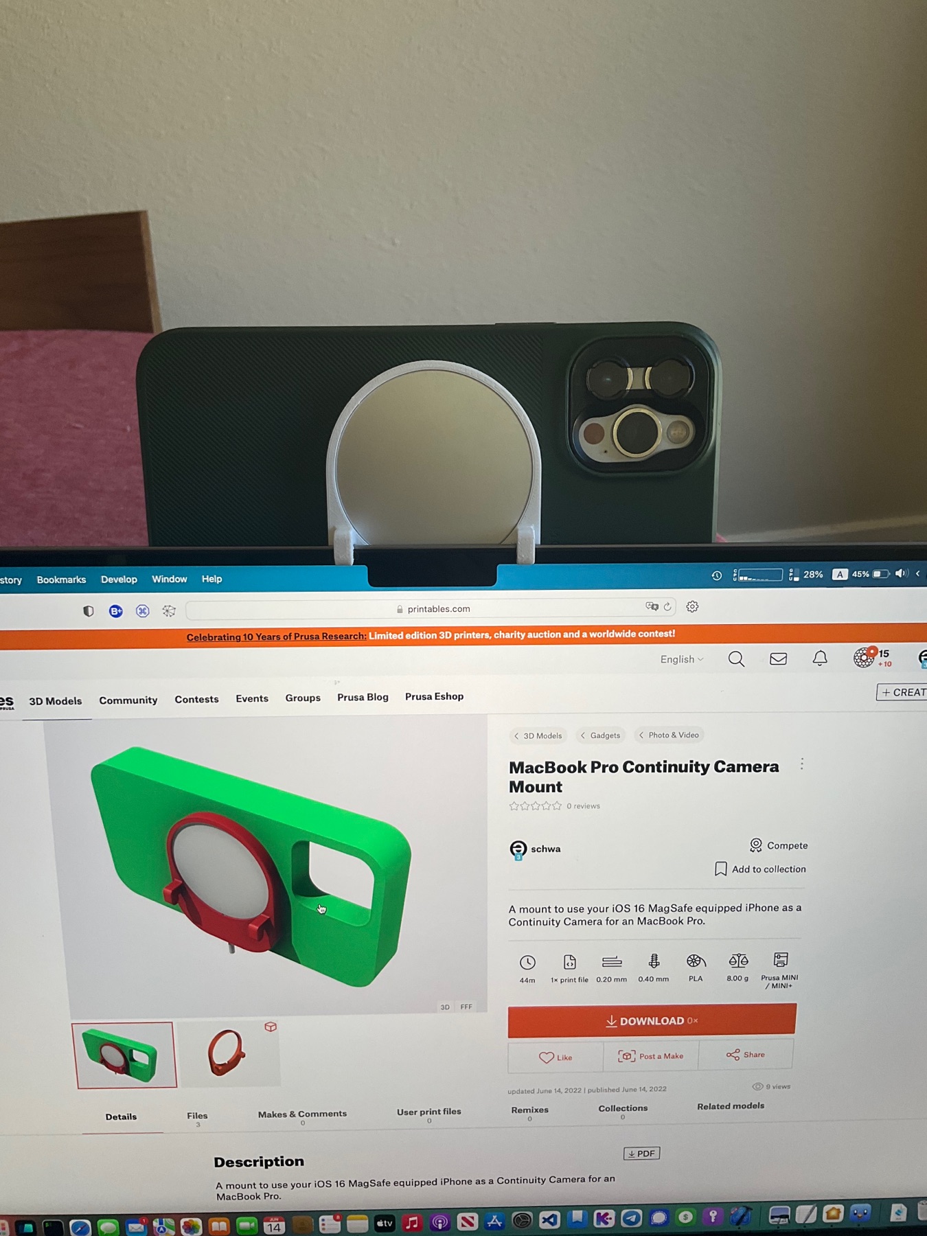 iPhone笔记本摄像头支架现已可3D打印
