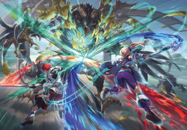 《伊苏X》设置画面显示男女主角齐心协力痛击怪物。