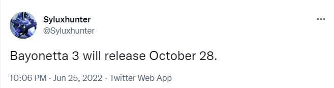 传闻：《猎天使魔女3》将于10月28日发售