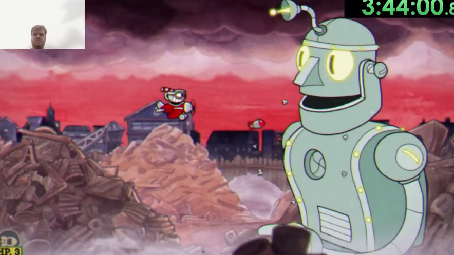 一心二用不含糊 高玩挑战一边登山一边速通《茶杯头》