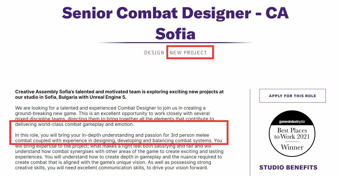 开发商CA正在开发奇幻新3A<a href=