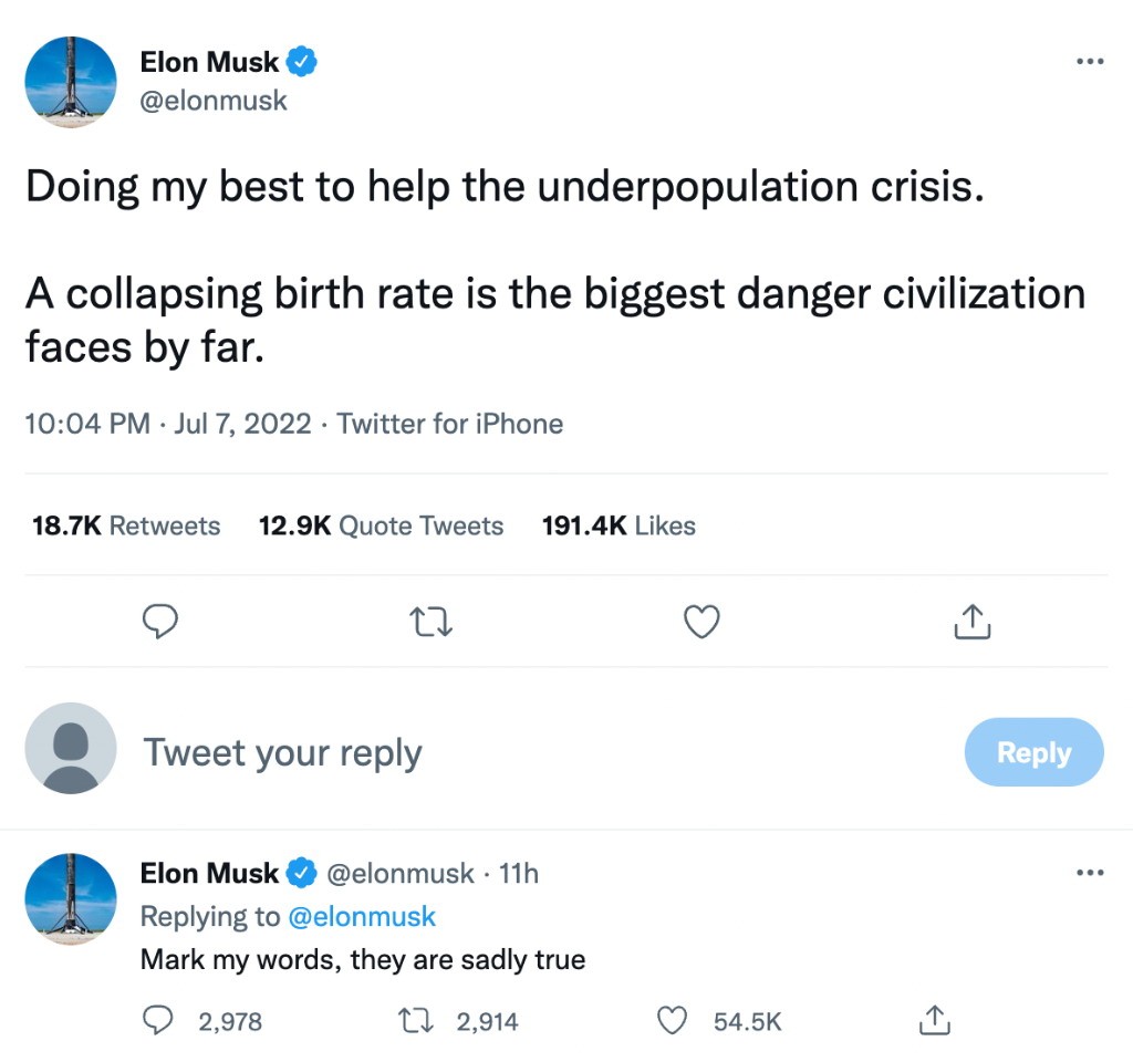 私生双胞胎 马斯克神回应：尽我所能解决人口不足危机