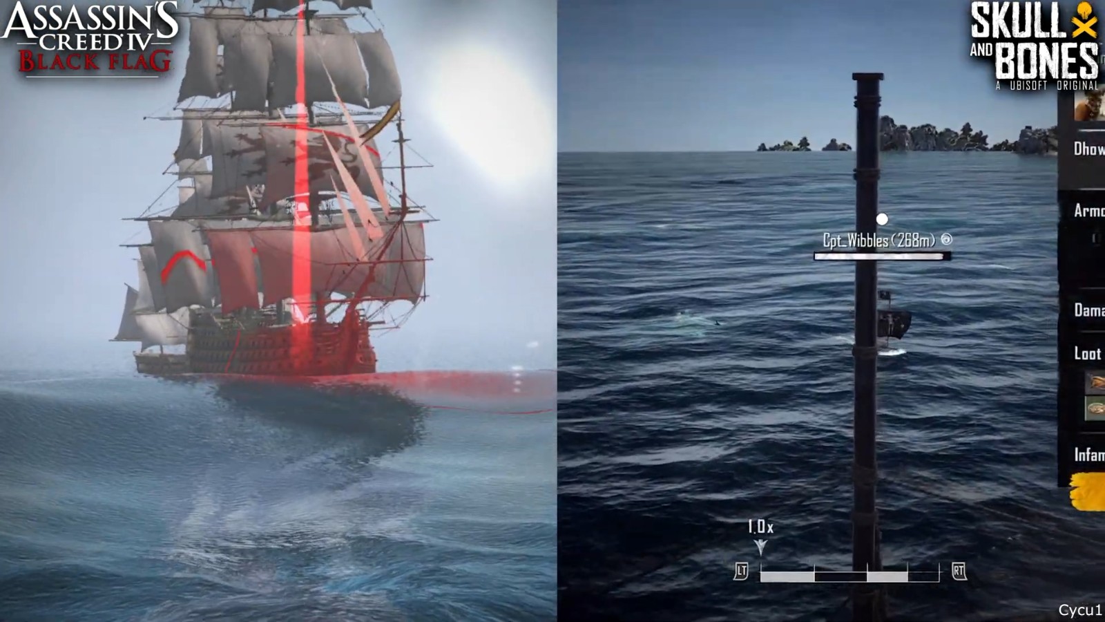 《刺客信条4：黑旗》和《碧海黑帆》早期画面对比