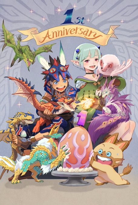 《怪物猎人物语2》发售一周年官方公告。感谢玩家们。