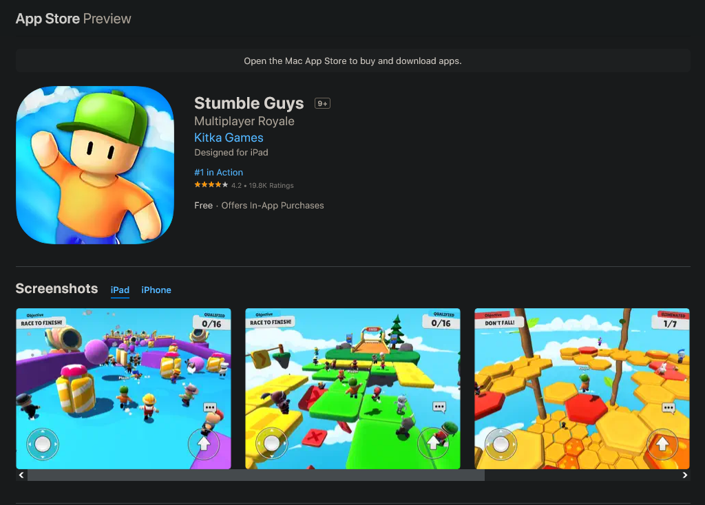 《糖豆人》模仿游戏高居英国苹果应用榜首。