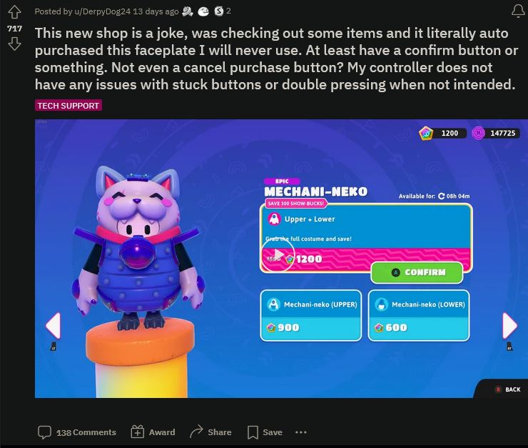 《糖豆人》商店BUG导致玩家意外购买物品 官方道歉