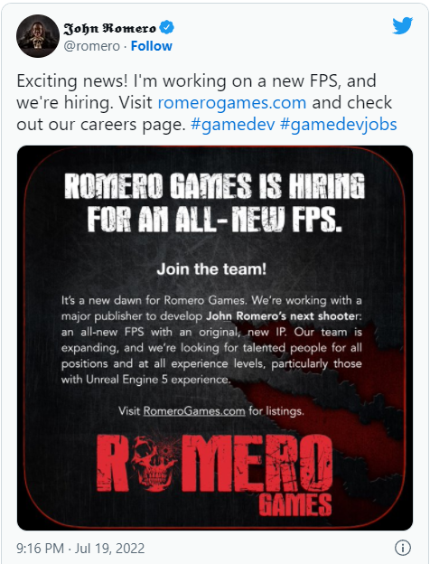 《毁灭战士》制作人：正在开发一款基于虚幻5的FPS