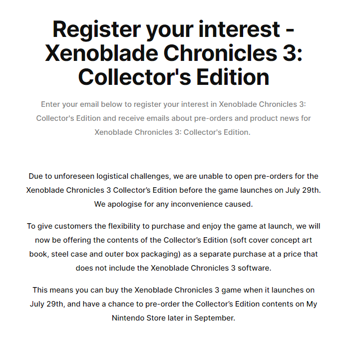 《异度神剑3》限量版游戏体和赠品将在欧洲单独销售。