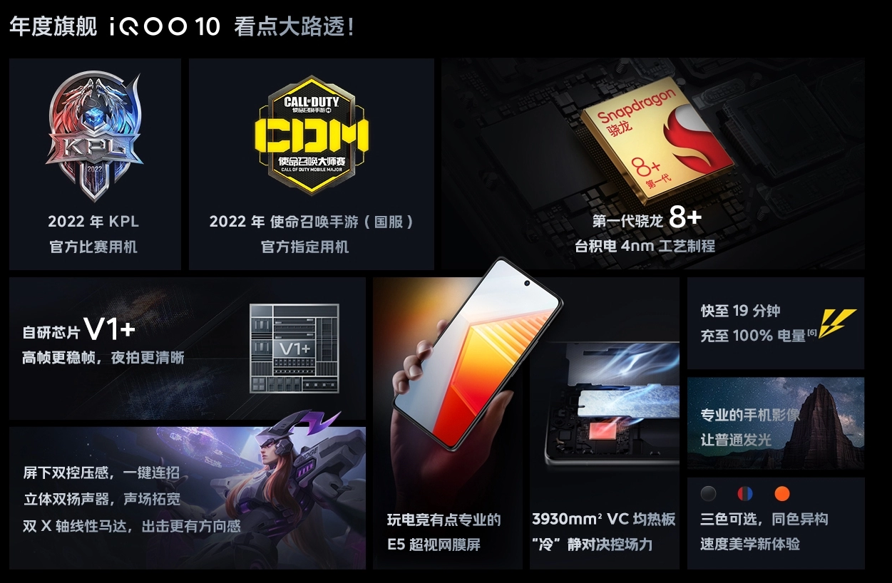 3699元起！iQOO 10发布：直屏骁龙8+驯龙高手