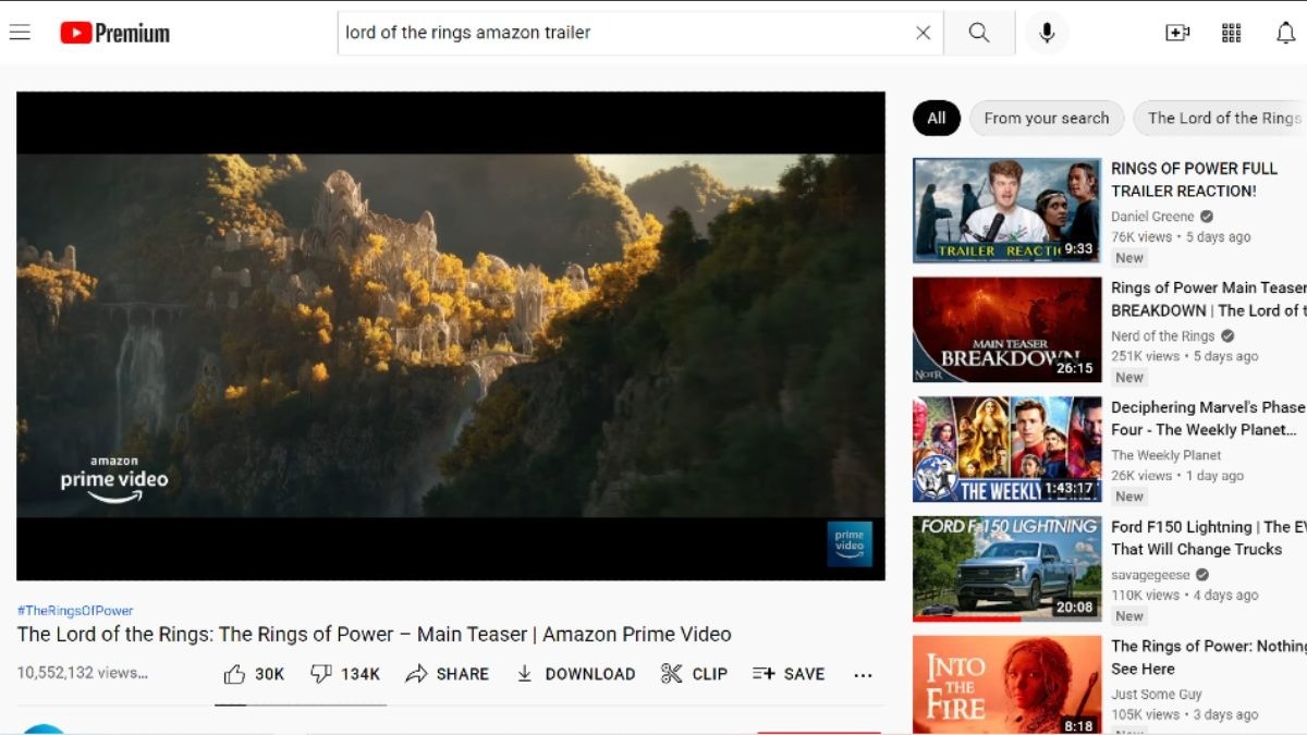 《指环王：权能之戒》剧集预告在油管上差评如潮
