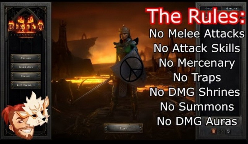 完整玩家《暗黑2》惊人挑战。不用物理咒语就能穿越地狱。