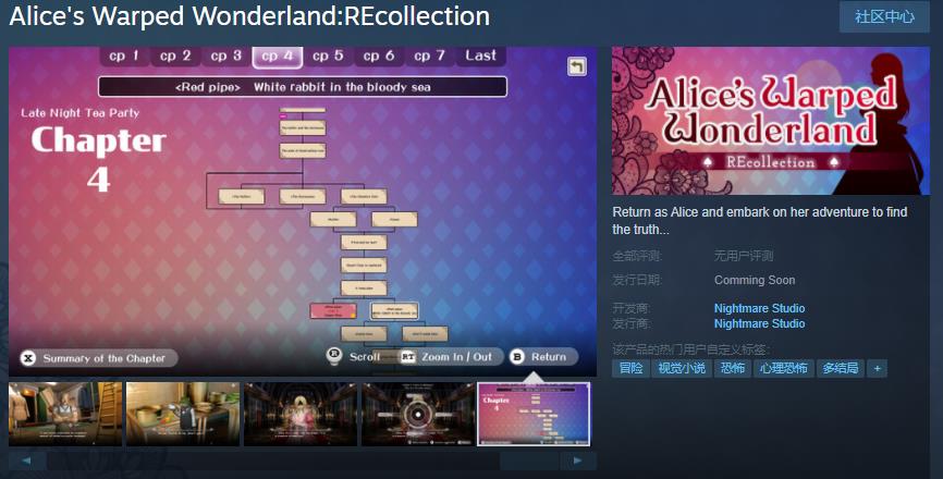 《爱丽丝的扭曲仙境：REcollection》Steam支持中文在线。