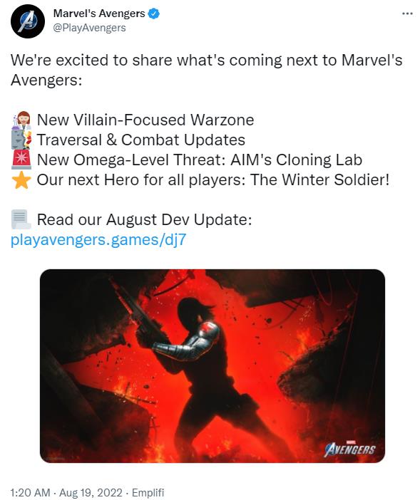 《漫威复仇者联盟》新内容宣布新英雄冬兵即将上线。