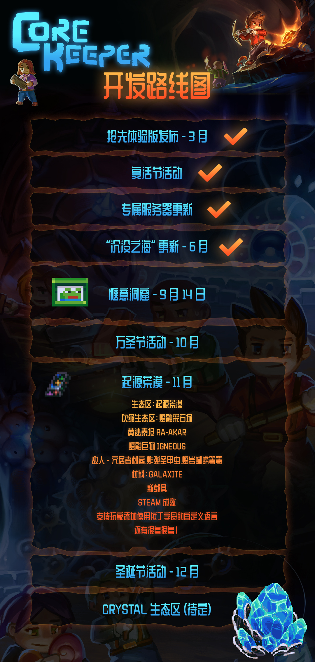 《地心护核者》新开发路线图《起源沙漠》11月更新。