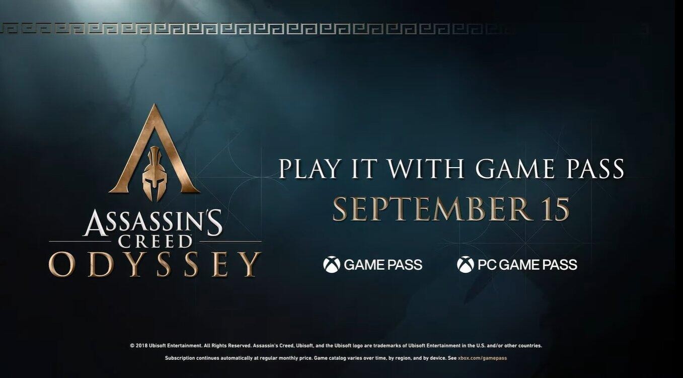 《刺客信条：奥德赛》今天加入XGP主机PC的玩家可以玩。