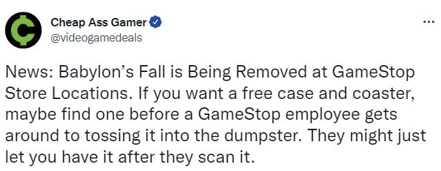 国外零售商处理库存《巴比伦的陨落》免费送货给网友:他们也送货《圣歌》