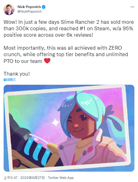 好评如潮！《史莱姆牧场2》销量突破30万册。