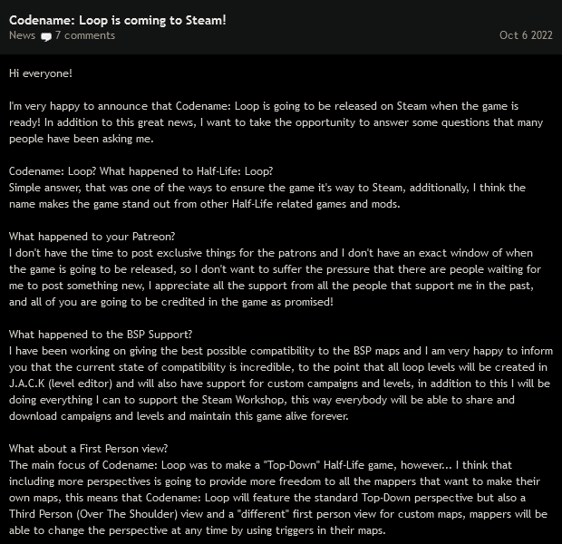 让粉丝低头看墙角《半条命》得到V社点头，就登陆Steam。