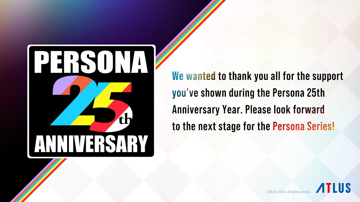 Atlus发消息感谢玩家的支持。敬请期待新的舞台《女神异闻录》