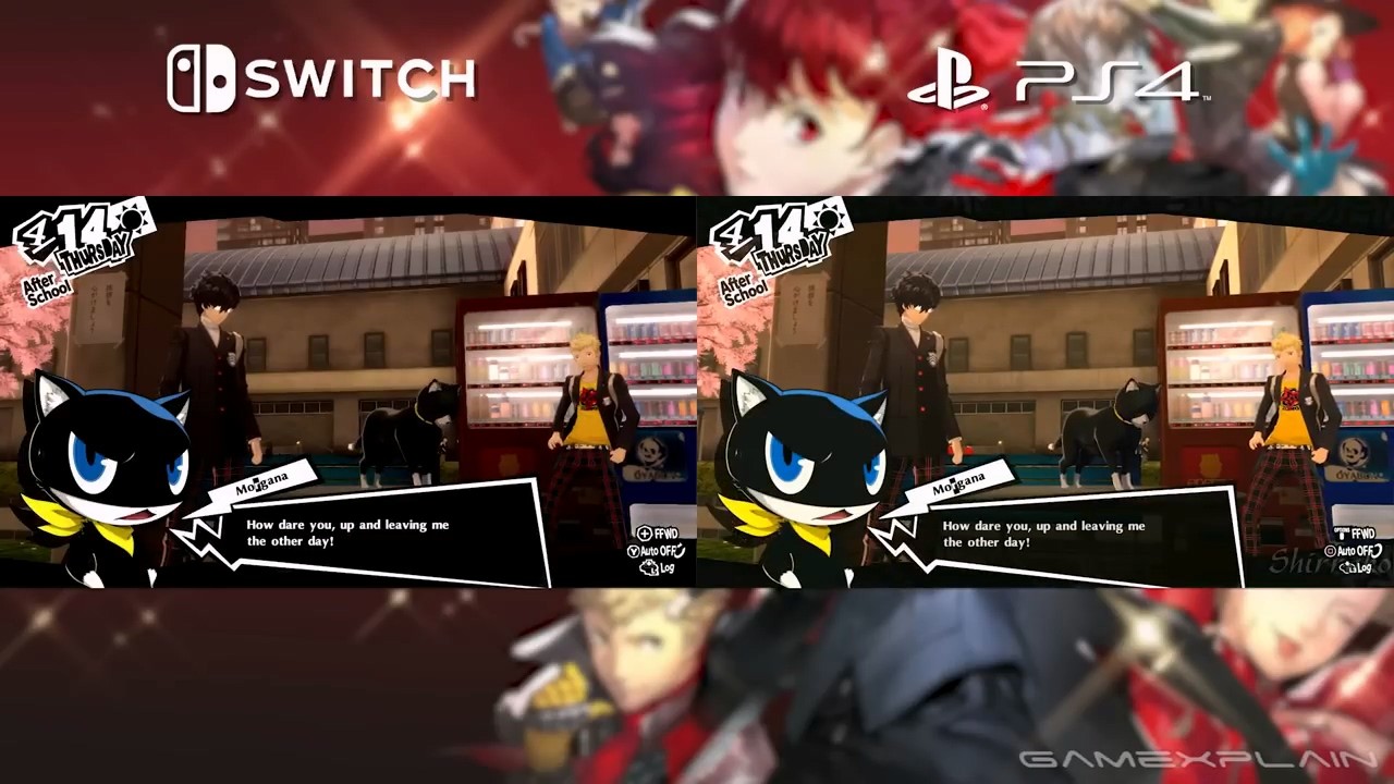 与SwitchSwitchPS4《女神异闻录5R》相比，分辨率较差。