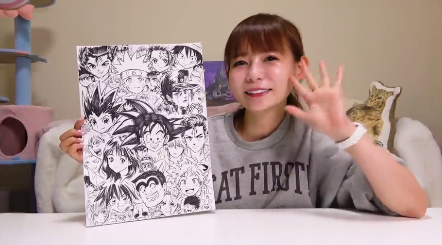 中川寿子在一小时内快速画出42个跳跃的主角，让观众惊叹不已。