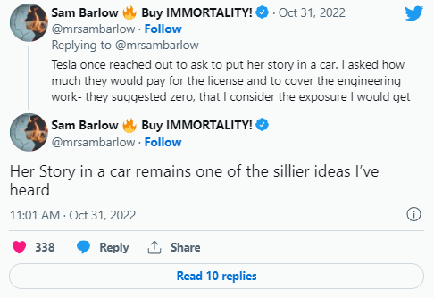 特斯拉邀请《她的故事》加入汽车游戏却拒绝付费。