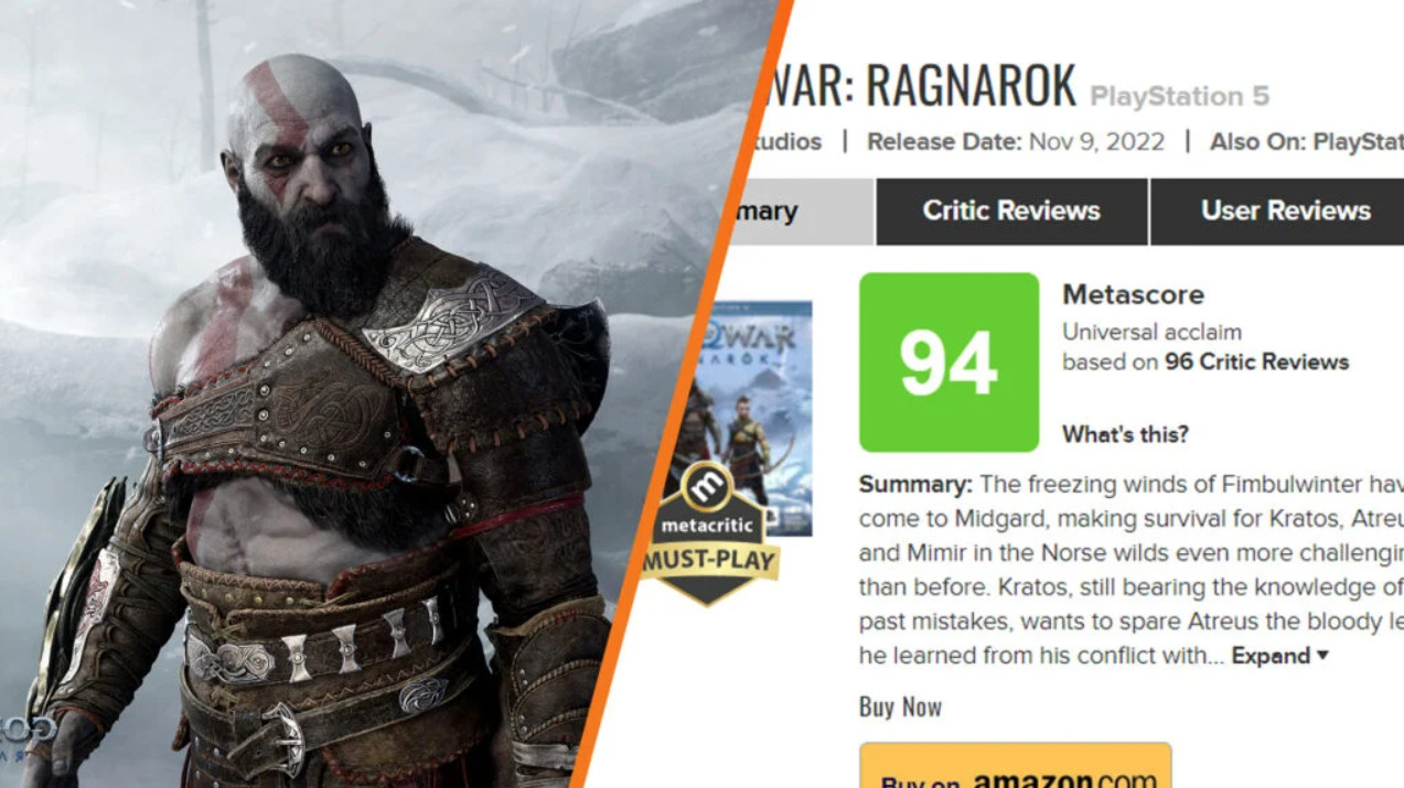 输给《艾尔登法环》！《战神5》是2022年MTC评分第二高的新作。