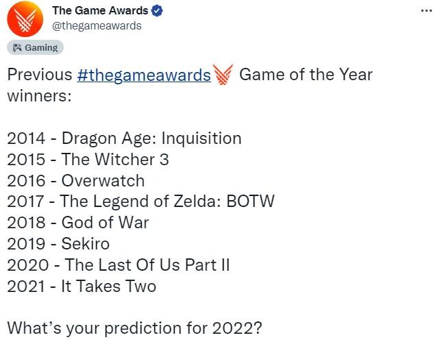 TGA官方发文邀请玩家预测:今年谁是年度最佳游戏？