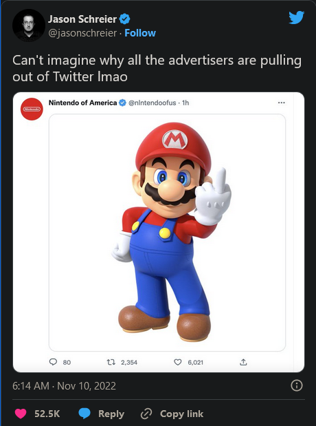 Twitter付费身份认证系统推出任天堂“官方”图片马里奥的中指