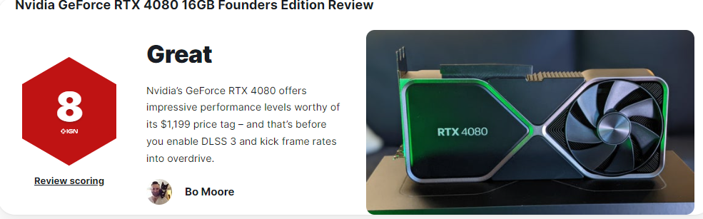 RTX4080显卡IGN8分:性能对得起价格