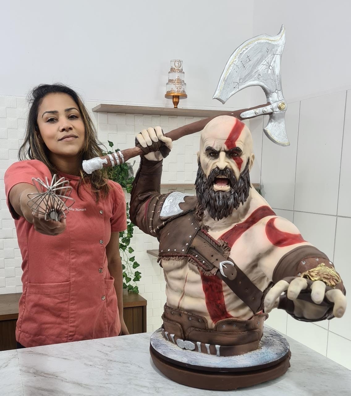 巴西情侣创作《战神：诸神黄昏》奎托斯蛋糕