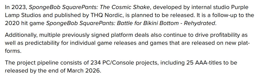 Embracer计划开发25款大型3A游戏，全部在2026年前发布。