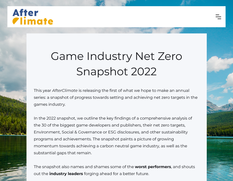 游戏行业的环境保护:已投入170亿美元实现零排放。