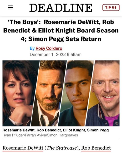 《黑袍纠察队》第四季，新卡斯宣布西蒙·佩吉回归。