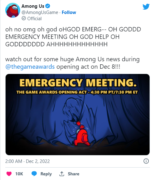 《我们之中》将出席TGA带来最新游戏资讯。