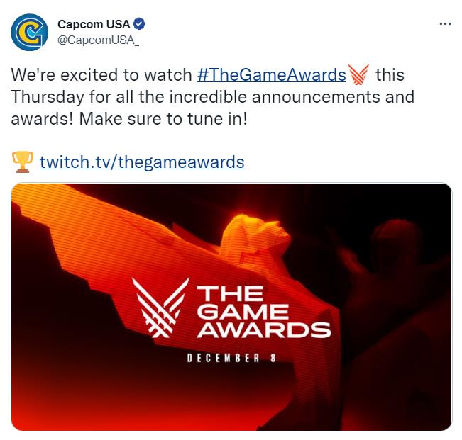 有什么大动作？卡普空提醒玩家观看2022TGA直播。